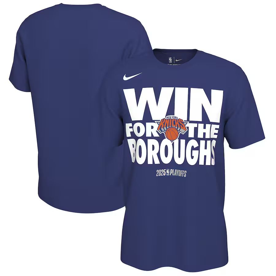 Men 2025 New York Knicks NBA playoff T-shirt->new york knicks->NBA Jersey